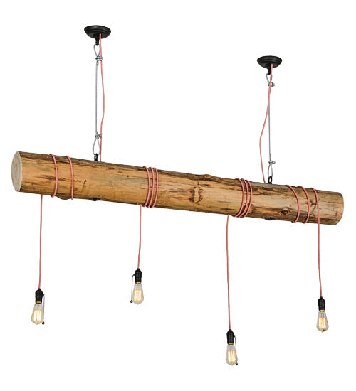 Meyda Lighting Hounds Tooth 60" 4-Light Cypress Wood Island Pendant Light