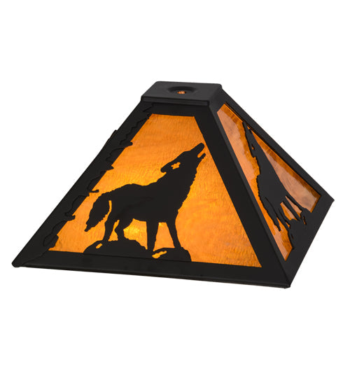 Meyda Lighting Howling Wolf 16" Oil Rubbed Bronze Frame With Honey Art Shade Glass