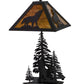 Meyda Lighting Howling Wolf 21" 2-Light Oil Rubbed Bronze Table Lamp With Honey Art Shade Glass and Lighted Base