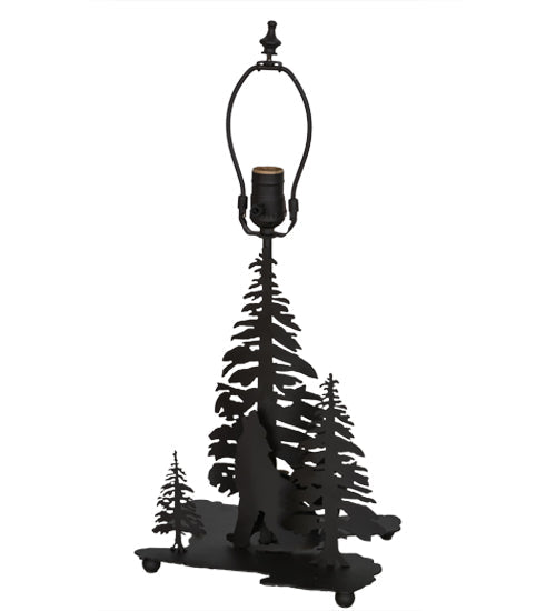 Meyda Lighting Howling Wolf 21" 2-Light Oil Rubbed Bronze Table Lamp With Honey Art Shade Glass and Lighted Base