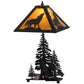 Meyda Lighting Howling Wolf 21" 2-Light Oil Rubbed Bronze Table Lamp With Honey Art Shade Glass and Lighted Base