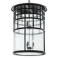 Meyda Lighting Hudson House 24" 6-Light Solar Black Pendant Light With Clear Seeded Shade Glass
