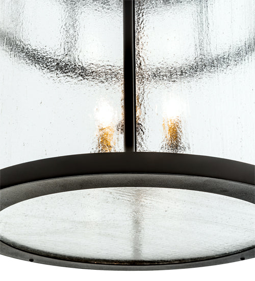 Meyda Lighting Hudson House 24" 6-Light Solar Black Pendant Light With Clear Seeded Shade Glass