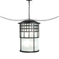 Meyda Lighting Hudson House 24" 6-Light Solar Black Pendant Light With Frosted Seeded Shade Glass