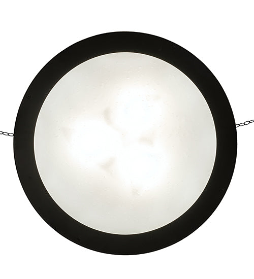 Meyda Lighting Hudson House 24" 6-Light Solar Black Pendant Light With Frosted Seeded Shade Glass