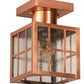 Meyda Lighting Hudson Welcome 9" Natural Copper Welcome Lantern Flush Mount Light With Clear Seeded Shade Glass