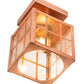 Meyda Lighting Hudson Welcome 9" Natural Copper Welcome Lantern Flush Mount Light With Clear Seeded Shade Glass