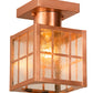 Meyda Lighting Hudson Welcome 9" Natural Copper Welcome Lantern Flush Mount Light With Clear Seeded Shade Glass