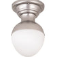 Meyda Lighting Huevo 248999 9" Nickel Flush Mount Light With White Opal Shade Glass