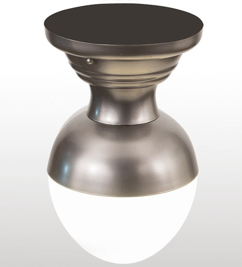 Meyda Lighting Huevo 248999 9" Nickel Flush Mount Light With White Opal Shade Glass