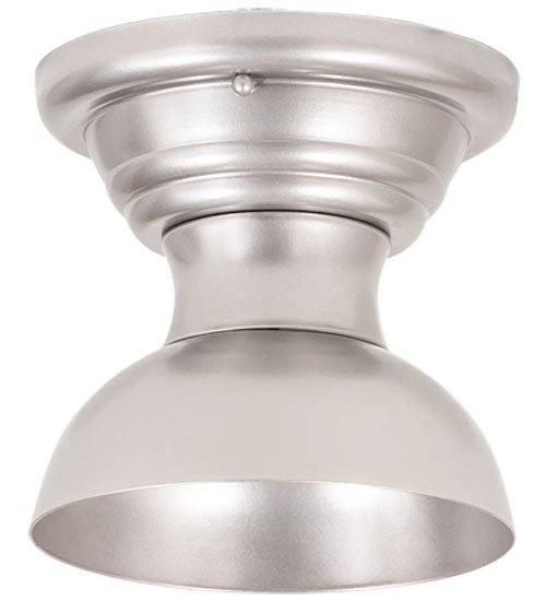 Meyda Lighting Huevo 248999 9" Nickel Flush Mount Light With White Opal Shade Glass