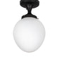 Meyda Lighting Huevo 8" Oil Ribbed Bronze Flush Mount Light With White Shade Glass