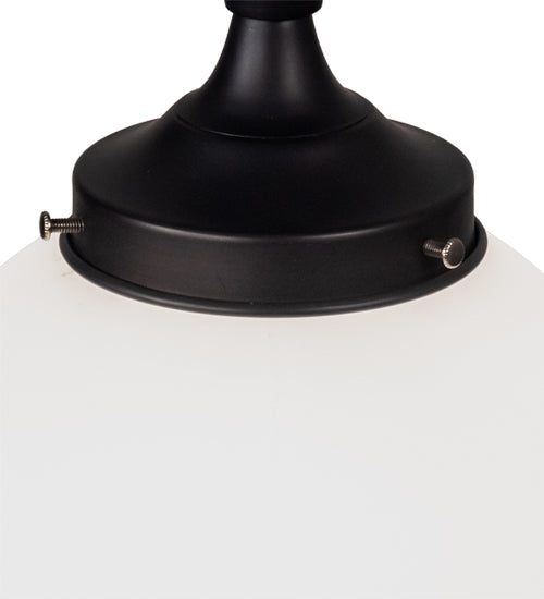 Meyda Lighting Huevo 8" Oil Ribbed Bronze Flush Mount Light With White Shade Glass