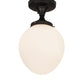 Meyda Lighting Huevo 8" Oil Ribbed Bronze Flush Mount Light With White Shade Glass