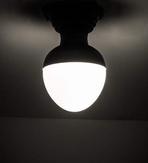 Meyda Lighting Huevo 9" LED Black Flush Mount Light With White Shade Glass