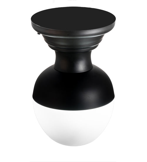 Meyda Lighting Huevo 9" LED Black Flush Mount Light With White Shade Glass