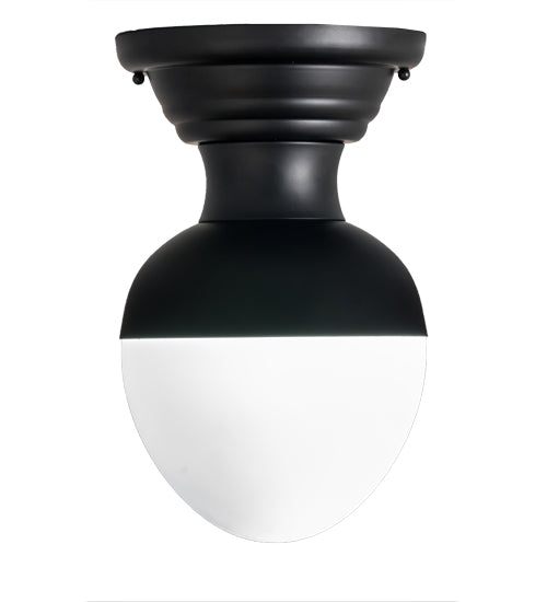 Meyda Lighting Huevo 9" LED Black Flush Mount Light With White Shade Glass