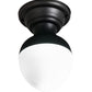 Meyda Lighting Huevo 9" LED Black Flush Mount Light With White Shade Glass