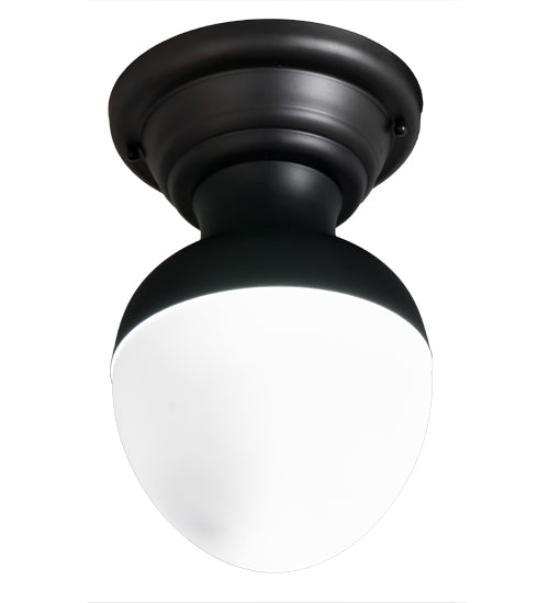 Meyda Lighting Huevo 9" LED Black Flush Mount Light With White Shade Glass