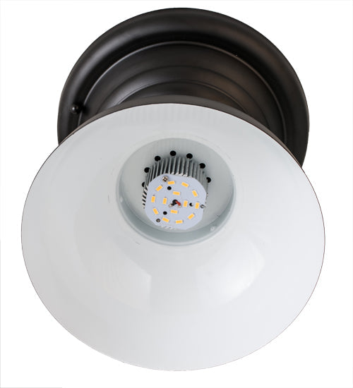 Meyda Lighting Huevo 9" LED Black Flush Mount Light With White Shade Glass