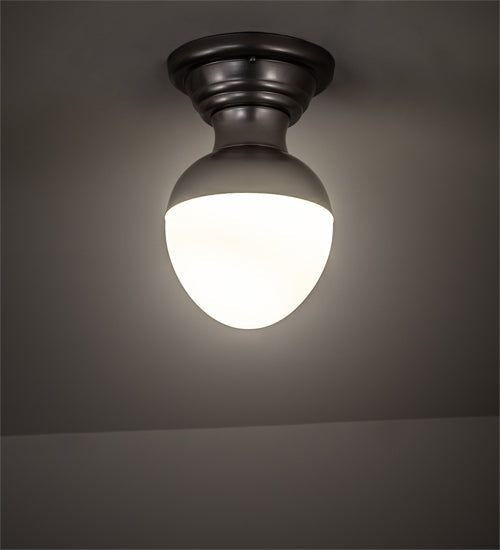 Meyda Lighting Huevo 9" Nickel Flush Mount Light With White Opal Shade Glass