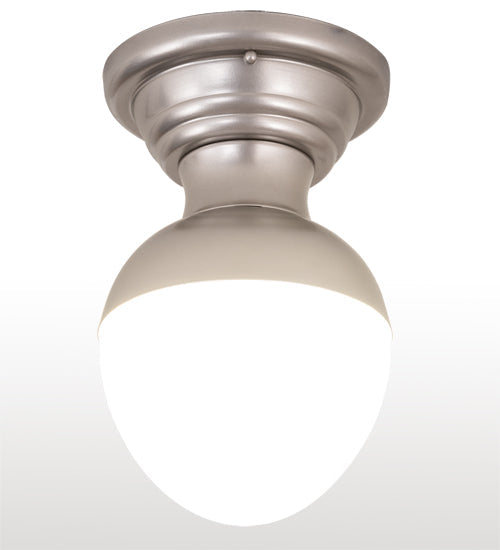 Meyda Lighting Huevo 9" Nickel Flush Mount Light With White Opal Shade Glass