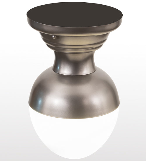 Meyda Lighting Huevo 9" Nickel Flush Mount Light With White Opal Shade Glass