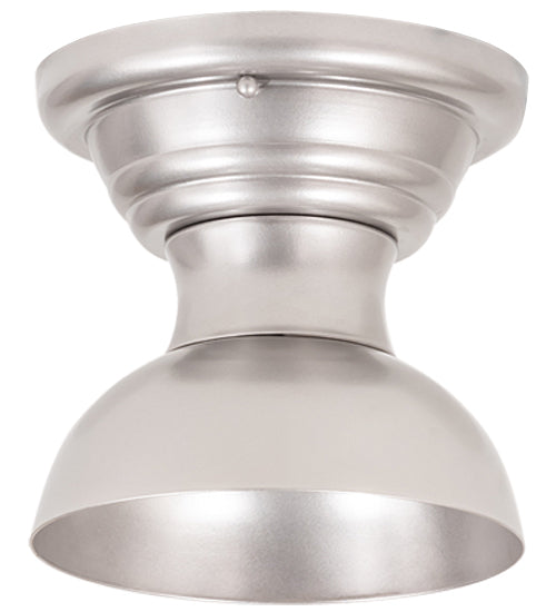 Meyda Lighting Huevo 9" Nickel Flush Mount Light With White Opal Shade Glass