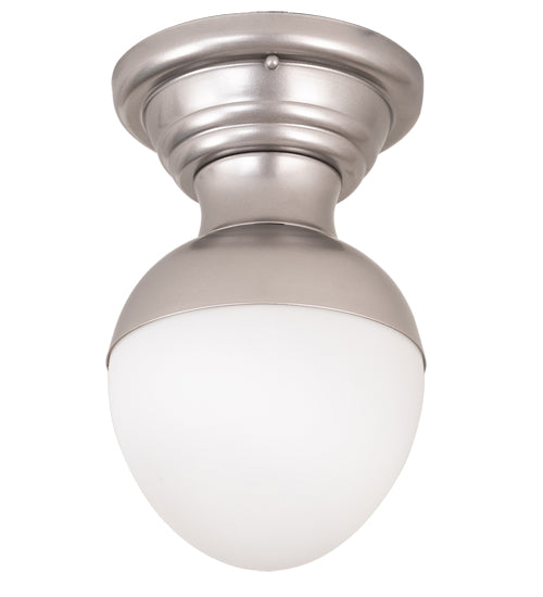 Meyda Lighting Huevo 9" Nickel Flush Mount Light With White Opal Shade Glass