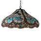 Meyda Lighting Hummingbird 20" 3-Light Mahogany Bronze Pendant Light With Multi-Colored Shade Glass