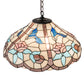 Meyda Lighting Hummingbird 20" 3-Light Mahogany Bronze Pendant Light With Multi-Colored Shade Glass