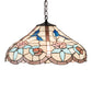 Meyda Lighting Hummingbird 20" 3-Light Mahogany Bronze Pendant Light With Multi-Colored Shade Glass