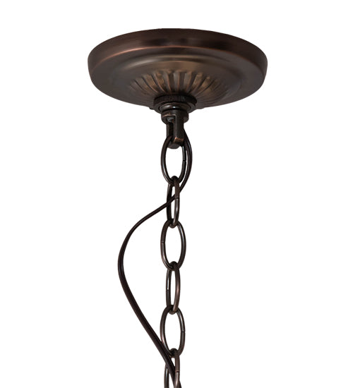 Meyda Lighting Hummingbird 20" 3-Light Mahogany Bronze Pendant Light With Multi-Colored Shade Glass