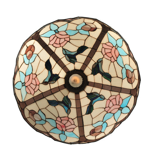 Meyda Lighting Hummingbird 20" Mahogany Bronze Pendant Light With Multi-Colored Shade Glass