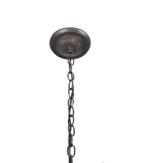 Meyda Lighting Hummingbird 20" Mahogany Bronze Pendant Light With Multi-Colored Shade Glass