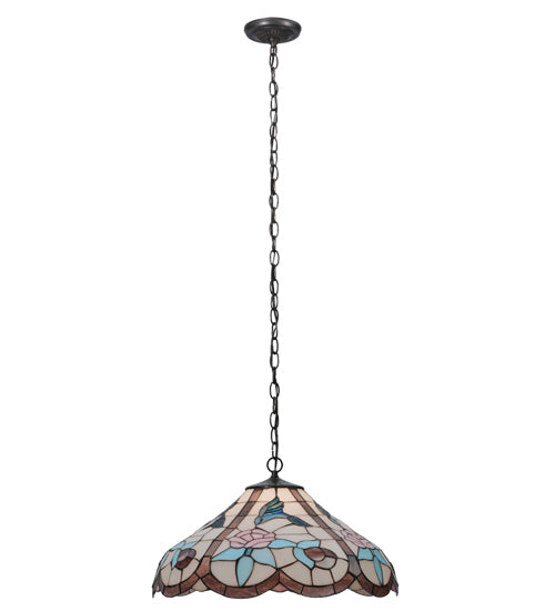 Meyda Lighting Hummingbird 20" Mahogany Bronze Pendant Light With Multi-Colored Shade Glass