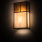 Meyda Lighting Hyde Park 10" 2-Light Craftsman Brown "T" Mission Wall Sconce With Beige Iridescent And Amber Mica Shade Glass