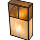 Meyda Lighting Hyde Park 10" 2-Light Craftsman Brown "T" Mission Wall Sconce With Beige Iridescent And Amber Mica Shade Glass