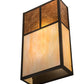 Meyda Lighting Hyde Park 10" 2-Light Craftsman Brown "T" Mission Wall Sconce With Beige Iridescent And Amber Mica Shade Glass