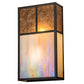 Meyda Lighting Hyde Park 10" 2-Light Craftsman Brown "T" Mission Wall Sconce With Beige Iridescent And Amber Mica Shade Glass