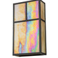 Meyda Lighting Hyde Park 10" 2-Light Craftsman Brown T Mission Wall Sconce With Beige Iridescent Shade Glass