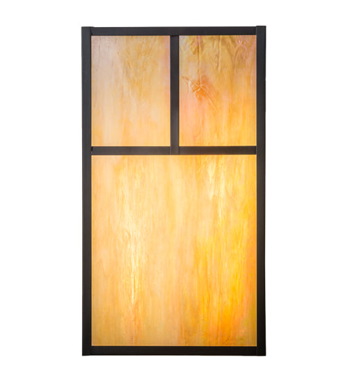 Meyda Lighting Hyde Park 10" 2-Light Craftsman Brown T Mission Wall Sconce With Beige Iridescent Shade Glass