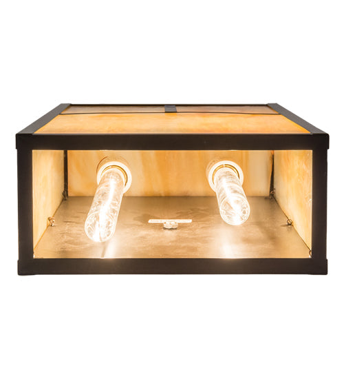 Meyda Lighting Hyde Park 10" 2-Light Craftsman Brown T Mission Wall Sconce With Beige Iridescent Shade Glass