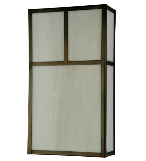 Meyda Lighting Hyde Park 10" 2-Light Craftsman Brown T Mission Wall Sconce With White Art Shade Glass