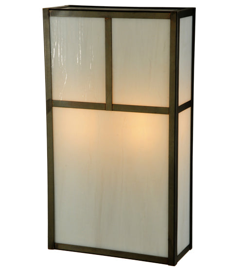 Meyda Lighting Hyde Park 10" 2-Light Craftsman Brown T Mission Wall Sconce With White Art Shade Glass