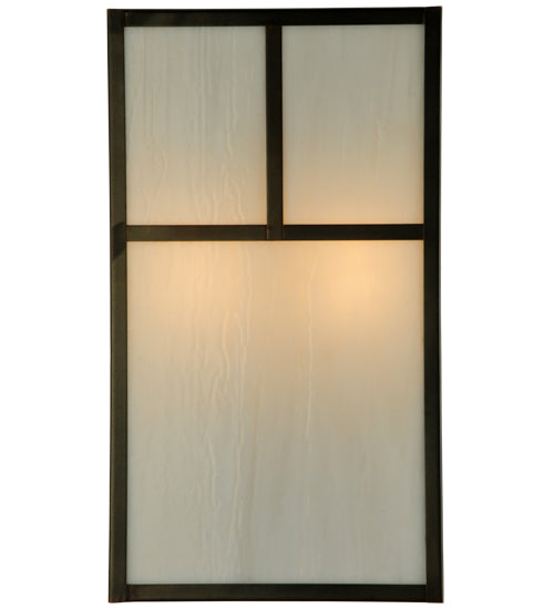Meyda Lighting Hyde Park 10" 2-Light Craftsman Brown T Mission Wall Sconce With White Art Shade Glass
