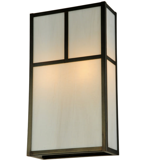 Meyda Lighting Hyde Park 10" 2-Light Craftsman Brown T Mission Wall Sconce With White Art Shade Glass