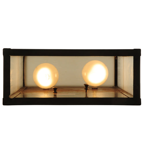Meyda Lighting Hyde Park 10" 2-Light Craftsman Brown T Mission Wall Sconce With White Art Shade Glass