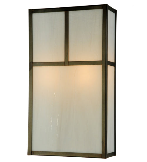 Meyda Lighting Hyde Park 10" 2-Light Craftsman Brown T Mission Wall Sconce With White Art Shade Glass