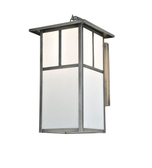Meyda Lighting Hyde Park 10" Antique Nickel T Mission Curved Arm Wall Sconce With White Shade Glass